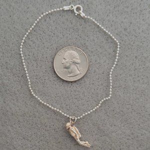 Anklet 925 Sterling Silver Chain and Scuba Diver Charm